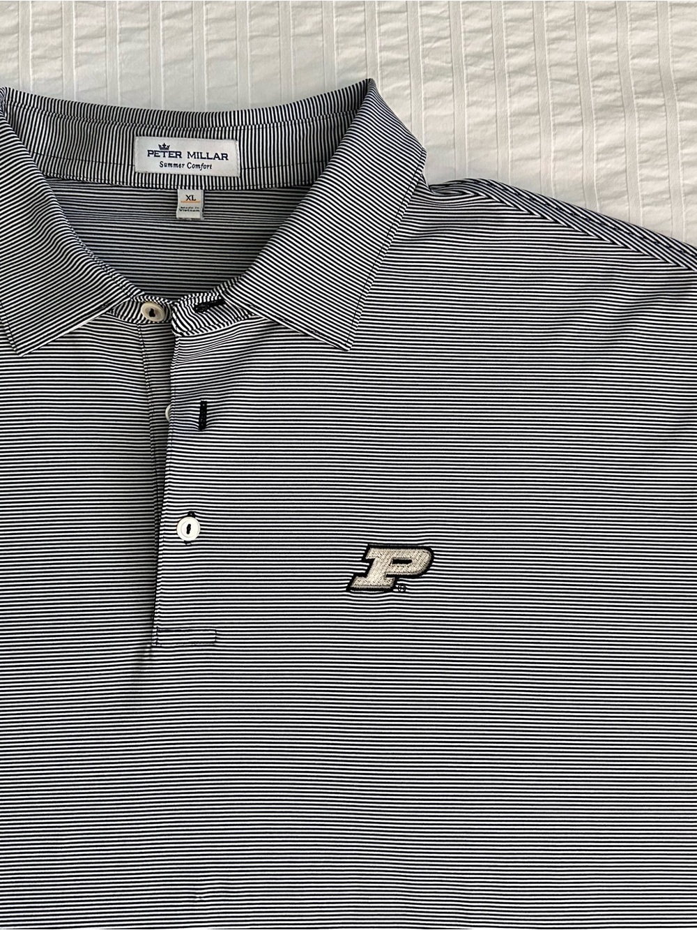 Peter Millar Purdue University Summer Comfort golf shirt black and white Size XL